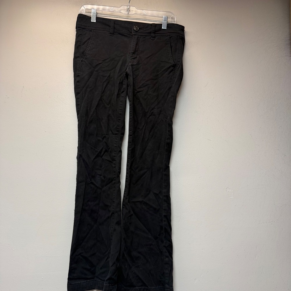 American Eagle Kick Boot Pants Womens 6 Black Excellent Super Stretch Chino